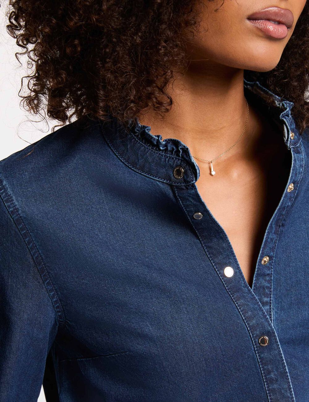 Camisa de cuello alto denim Morgan