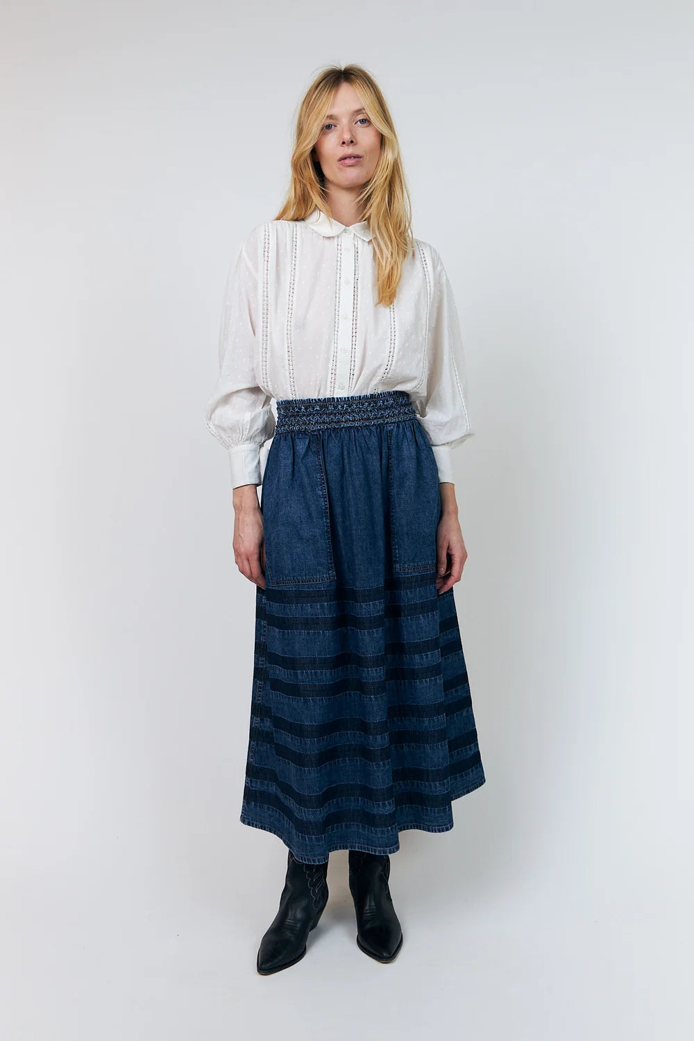 LOLLYS LAUNDRY FALDA MIDI DENIM AMOND