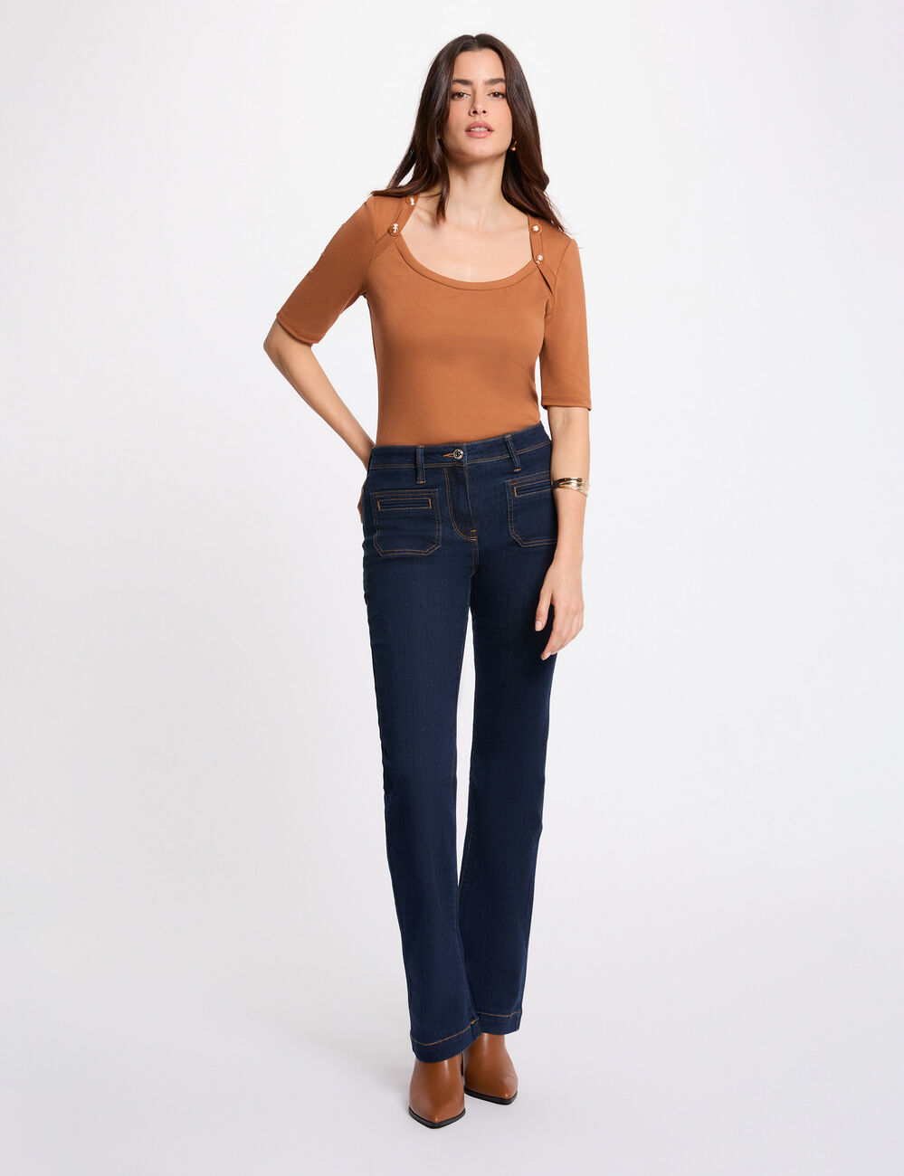Vaqueros bootcut de tiro alto denim crudo Morgan