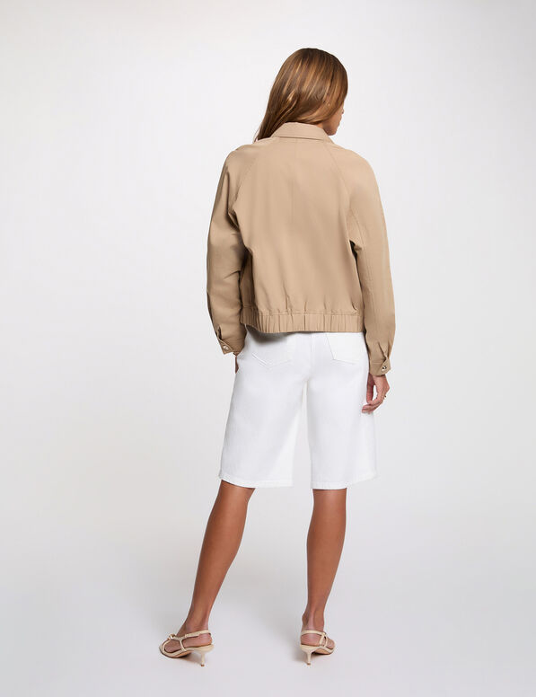 Chaqueta corta cuello abierto beige Morgan