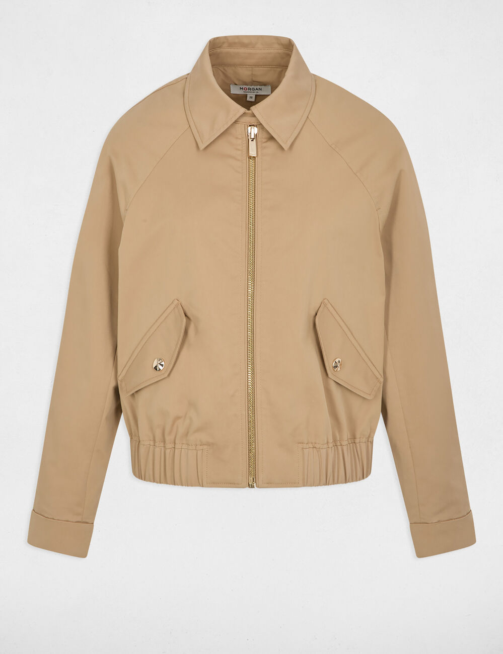 Chaqueta corta cuello abierto beige Morgan
