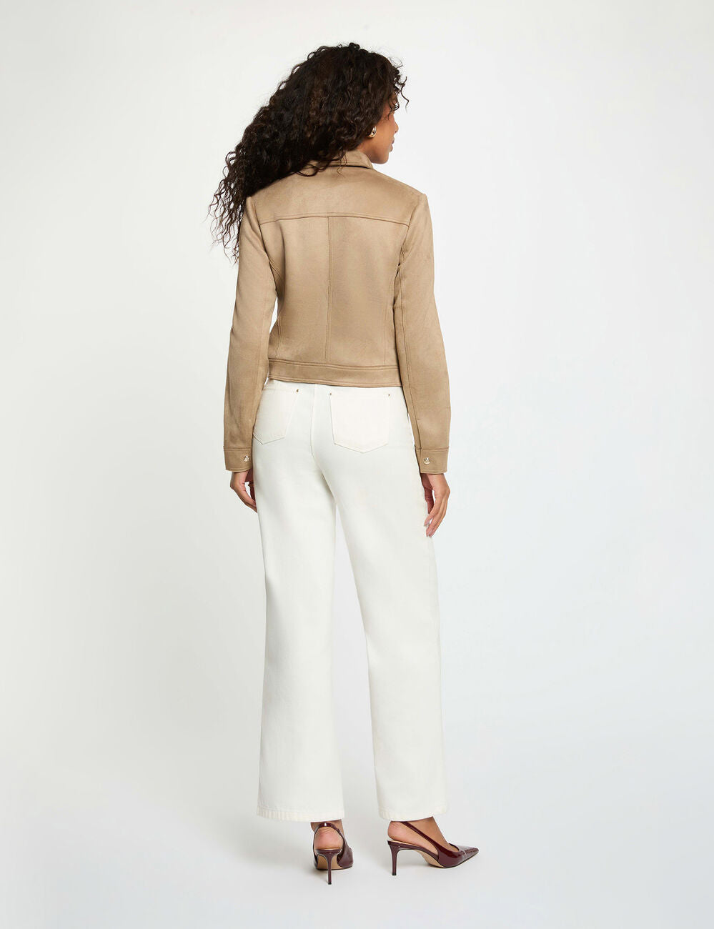 Chaqueta corta antelina topo Morgan