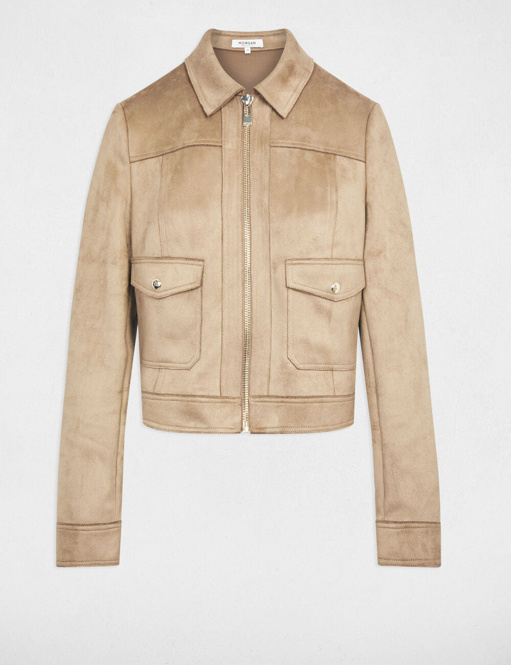 Chaqueta corta antelina topo Morgan