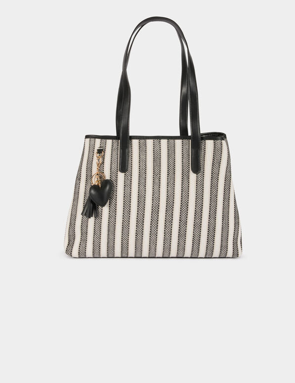 Bolso tote de rayas marfil Morgan