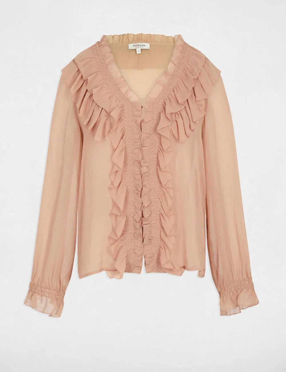 Camisa fluida con cuello en V rosa salmon Morgan
