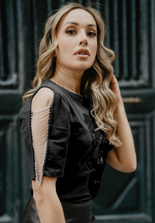 CAMISETA NEGRA CALAVERA ANIMOSA