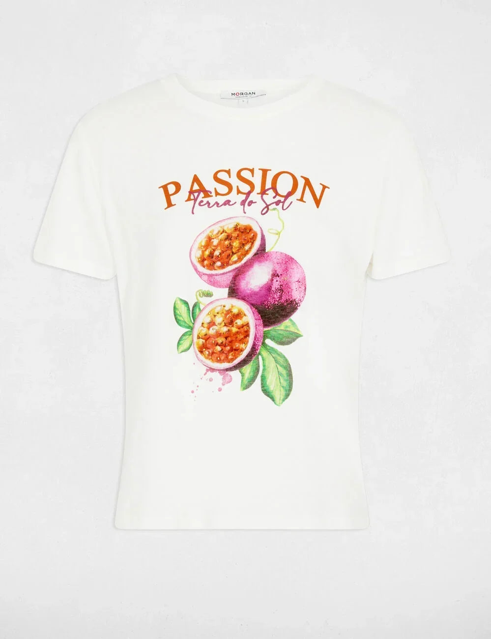 Camiseta estampada cuello redondo blanco Morgan