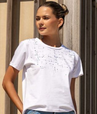 camiseta blanca corta Scusi
