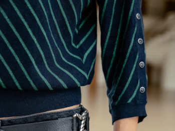 Jersey de rayas con cintura elástica Pao Stripes Lurex dark sapphire Freeman T.Porter