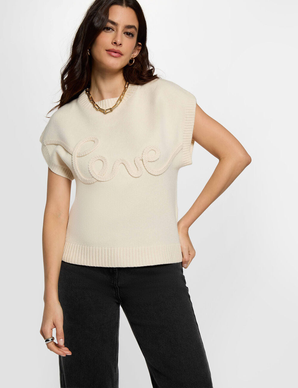 Jersey bordado con cuello redondo Morgan