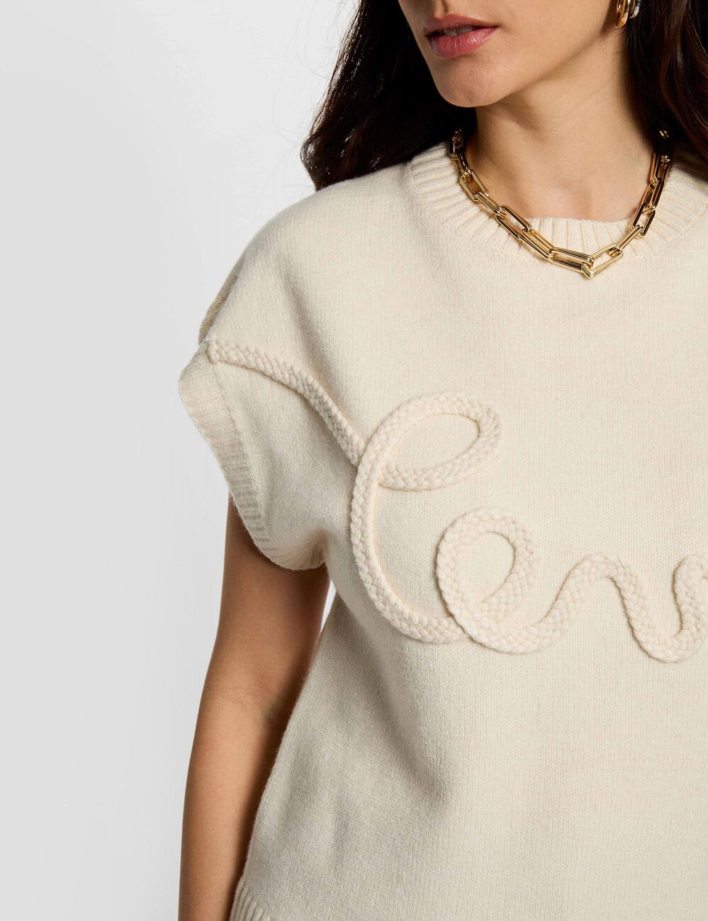 Jersey bordado con cuello redondo Morgan