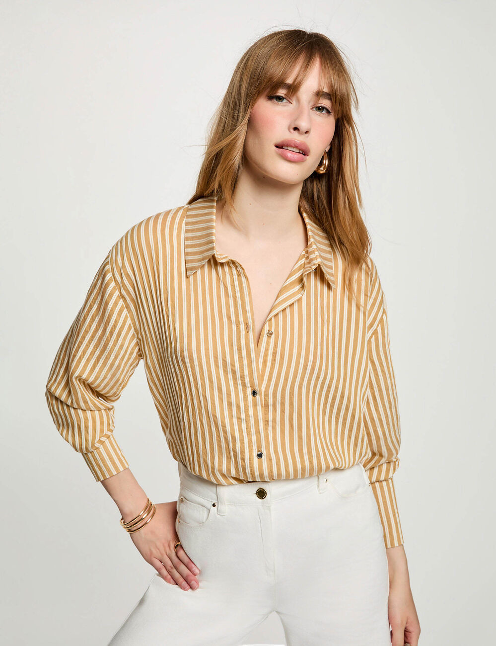 Camisa de rayas con cuello vuelto multicolor morgan