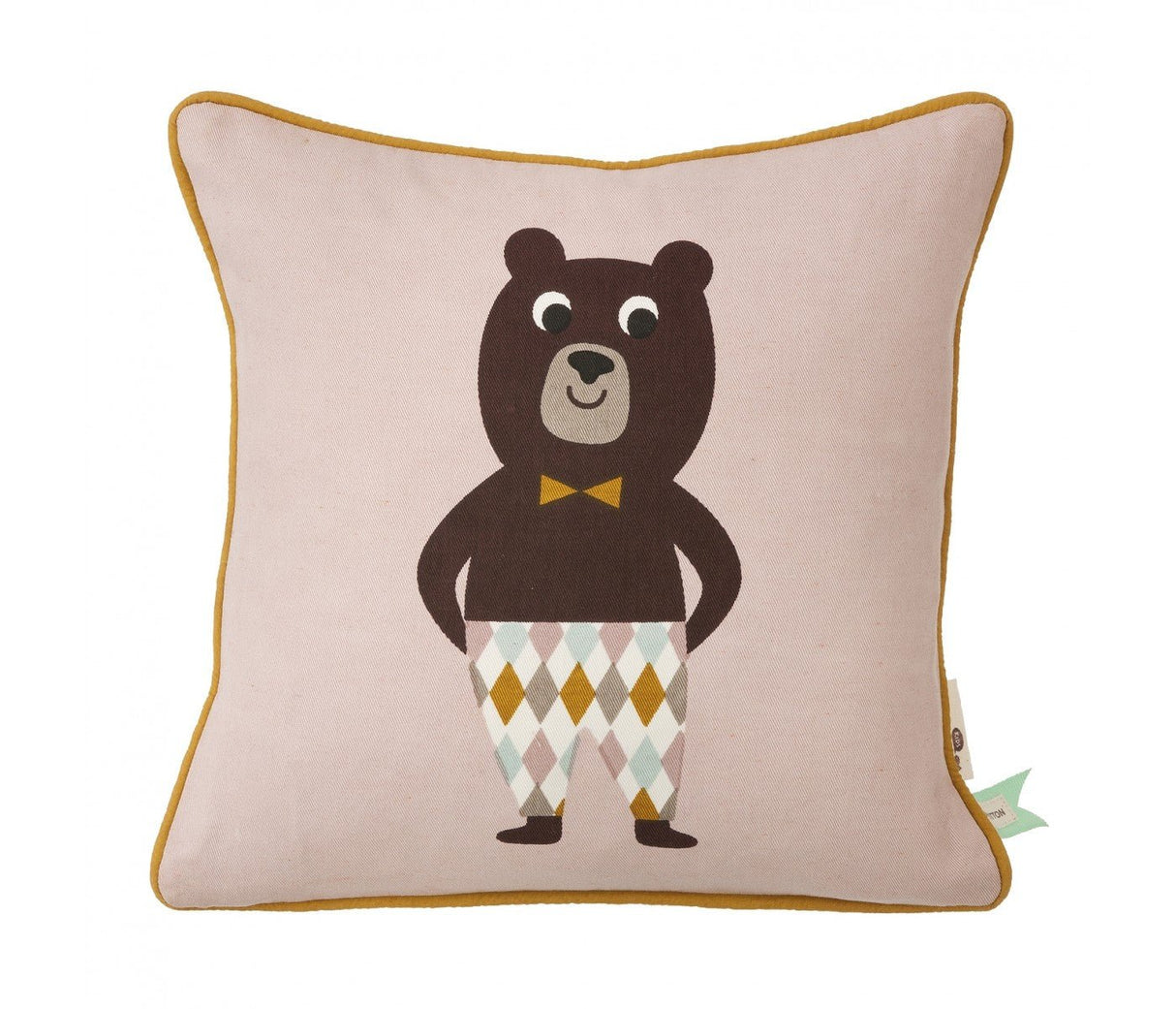 Cojín rosa Orgánico dibujo de oso - Dendago