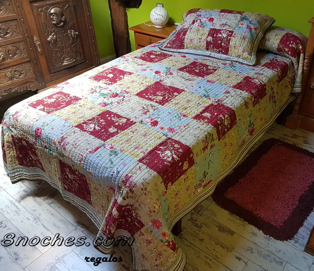 Colcha Boutis reversible mod Patch Flores - Dendago