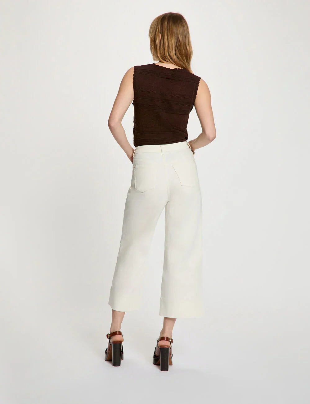 Pantalón culotte de tiro alto blanco Morgan