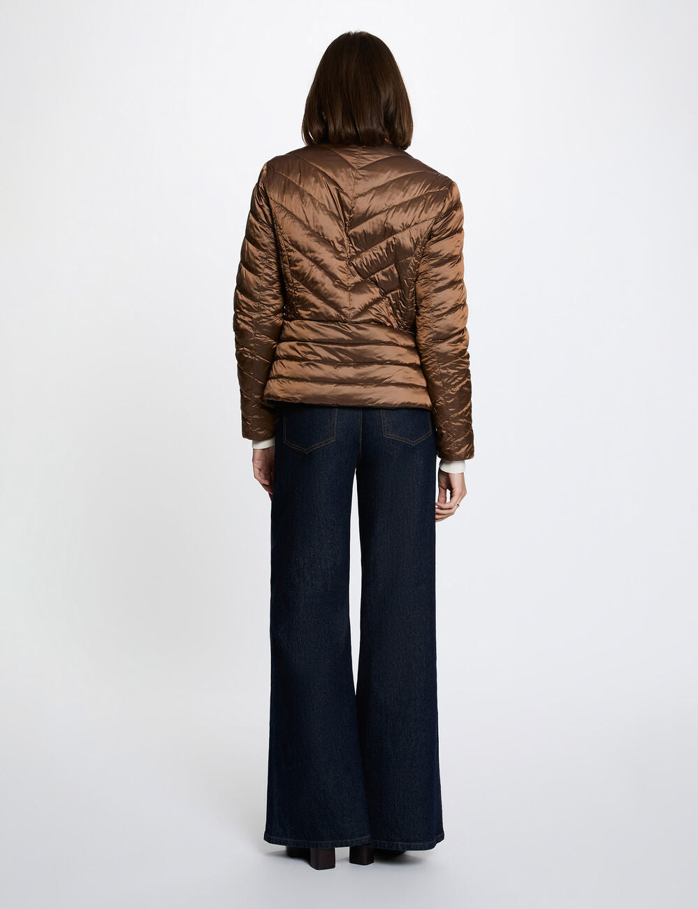 Plumífero reversible satinado color bronce Morgan