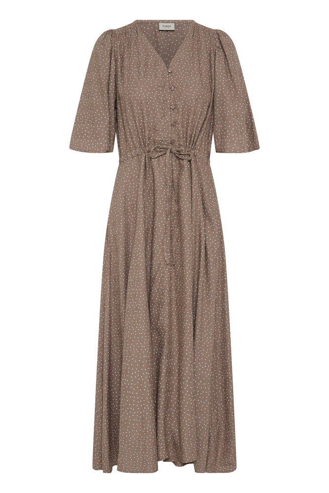 Vestido motas midi marron Fransa