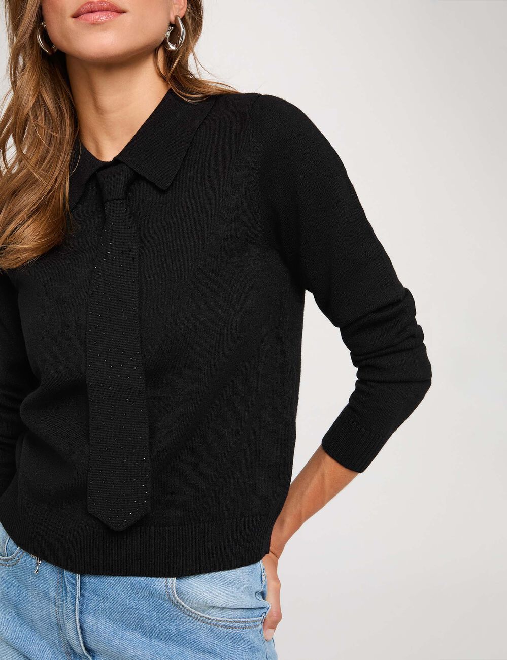 Jersey con cuello vuelto negro morgan