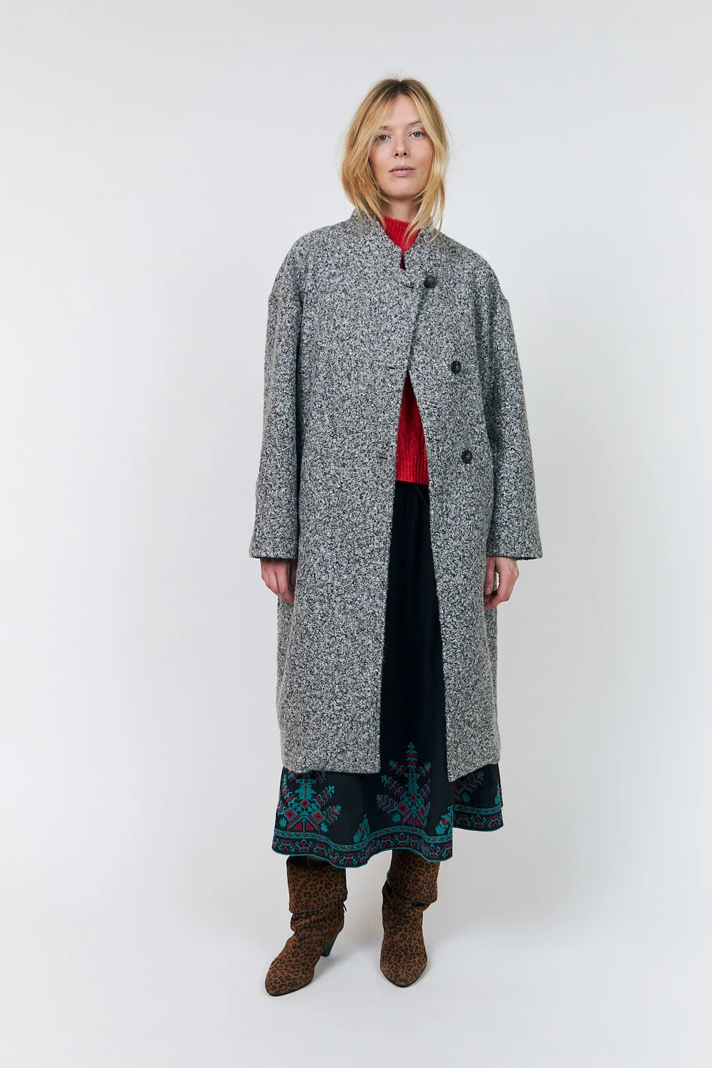 LOLLYS LAUNDRY ABRIGO DE BOUCLE GRIS KAYA