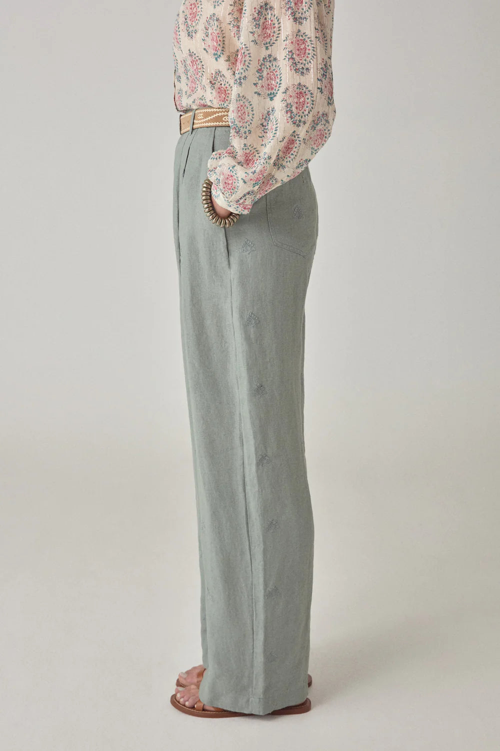 MAISON HOTEL PANTALON DE LINO VERDOSO OTTO TWIST