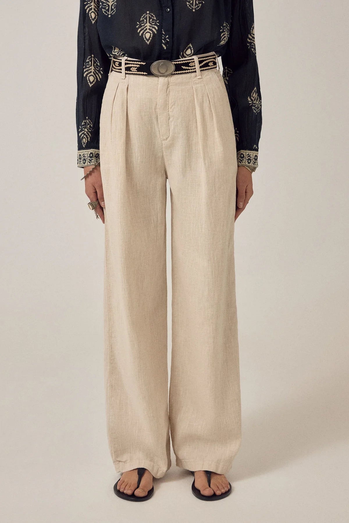 MAISON HOTEL PANTALON DE LINO ARENA MARINA LONG
