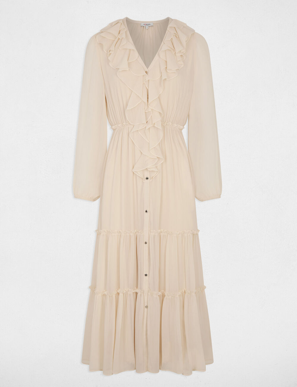 Vestido largo fluido crema Morgan