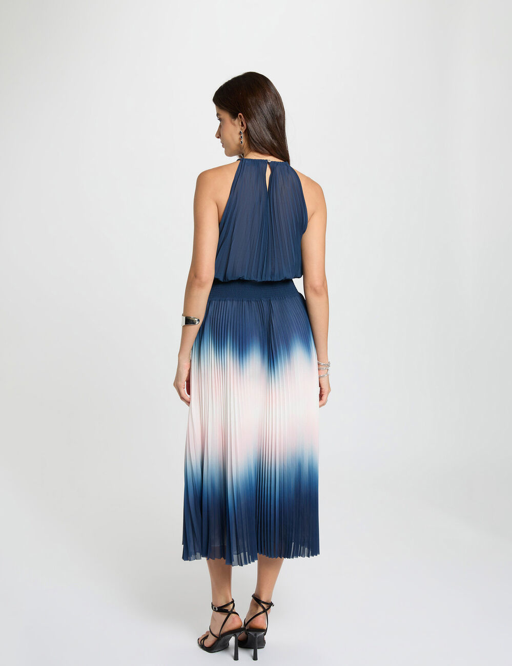 Vestido largo plisado multicolor mujer Morgan