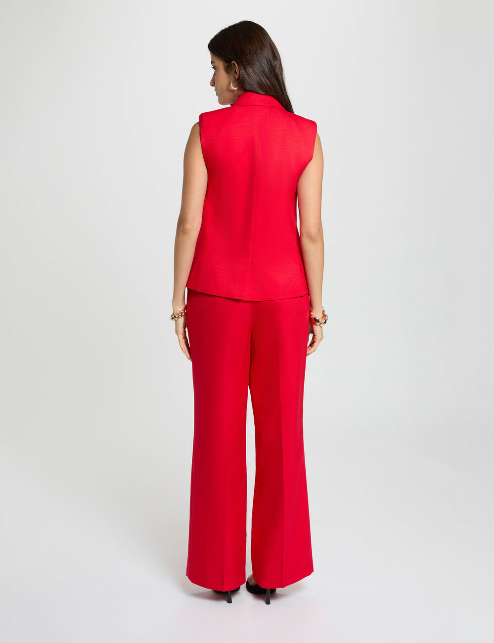 Chaqueta ajustada sin mangas roja Morgan