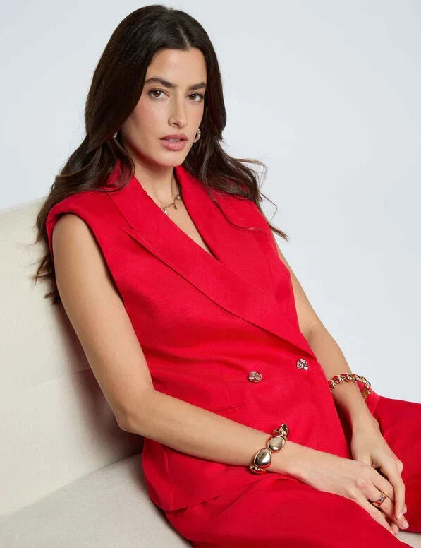 Chaqueta ajustada sin mangas roja Morgan
