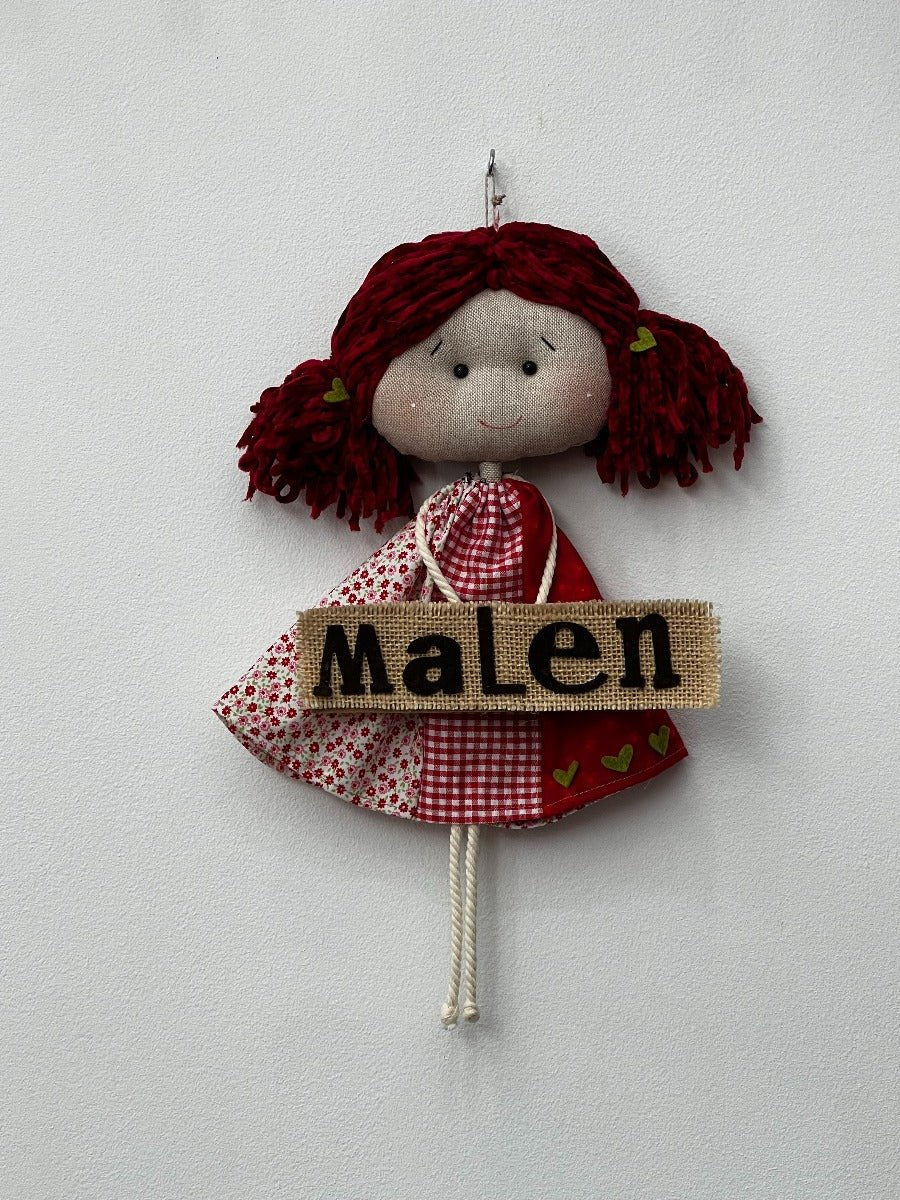 MUÑECA DE TRAPO GRANDE PERSONALIZADA ROJA - Dendago