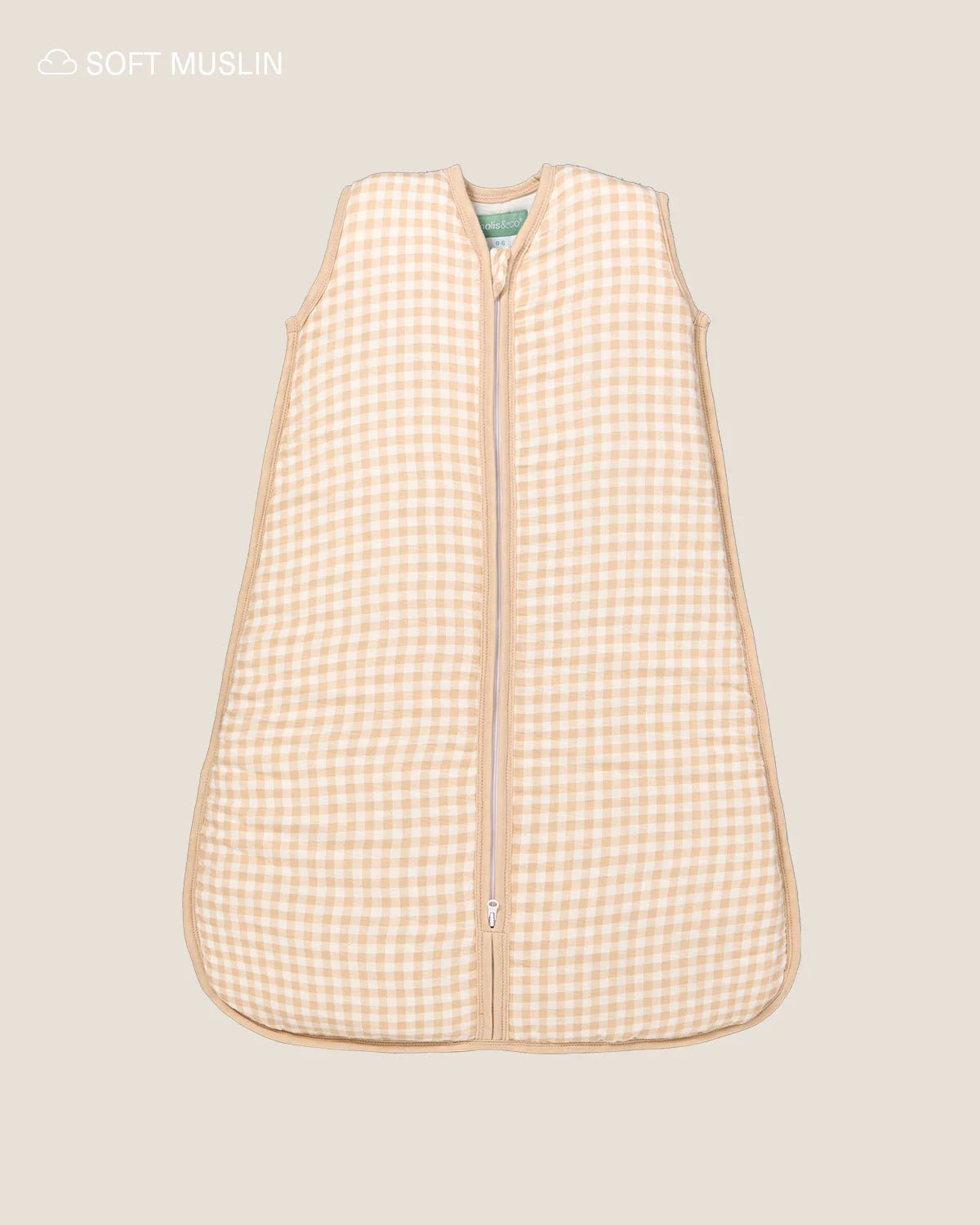 Saco de dormir bebé - Muselina de bambú - Vichy Sand - TOG 1