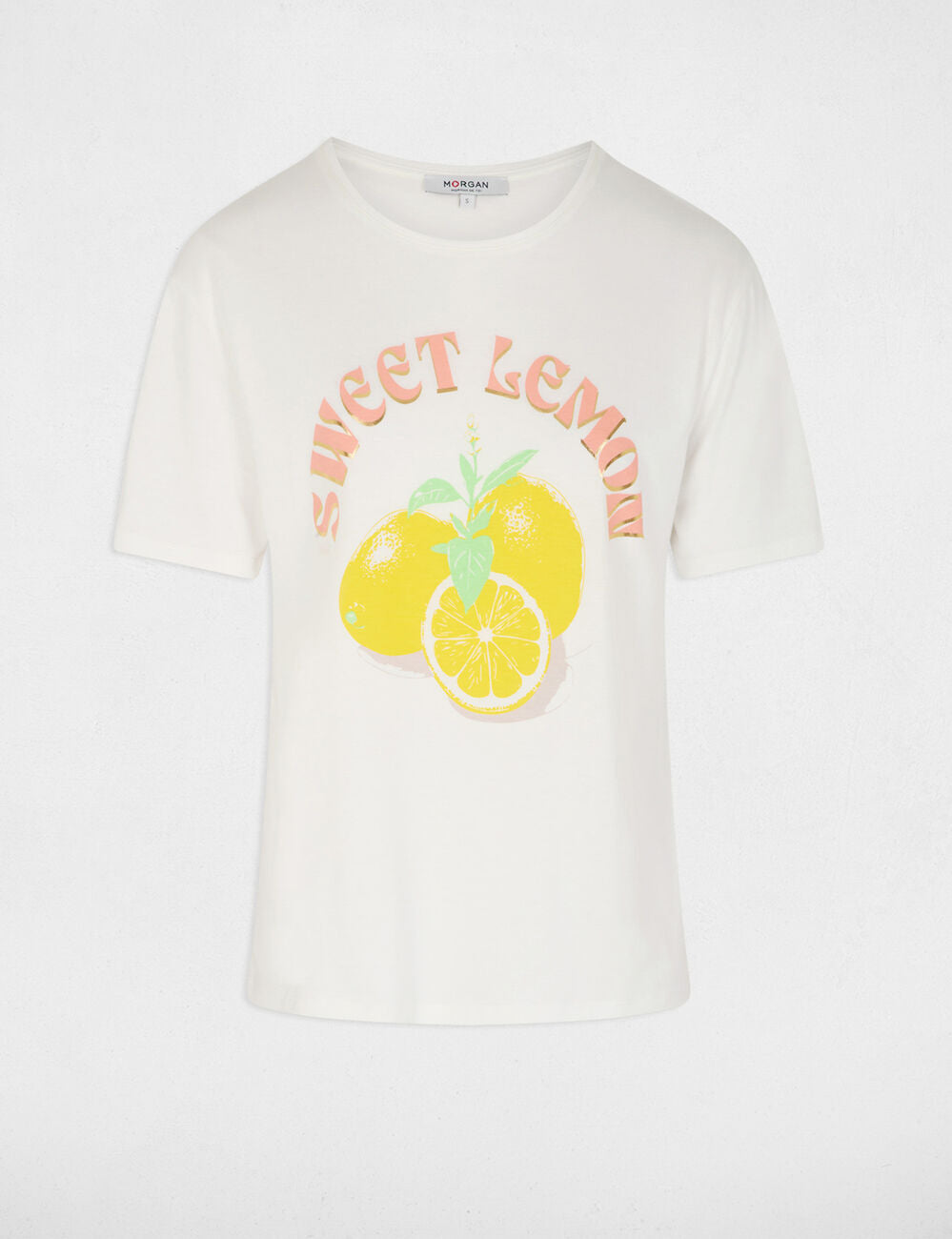 Camiseta estampada cuello redondo blanco Morgan