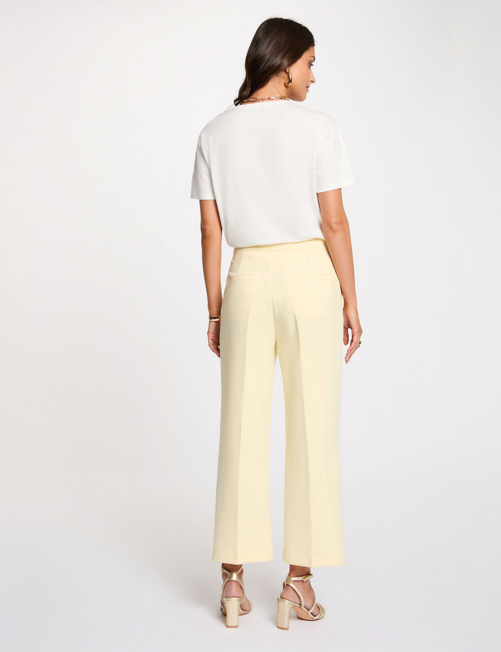 Pantalón recto de tiro alto amarillo pastel Morgan