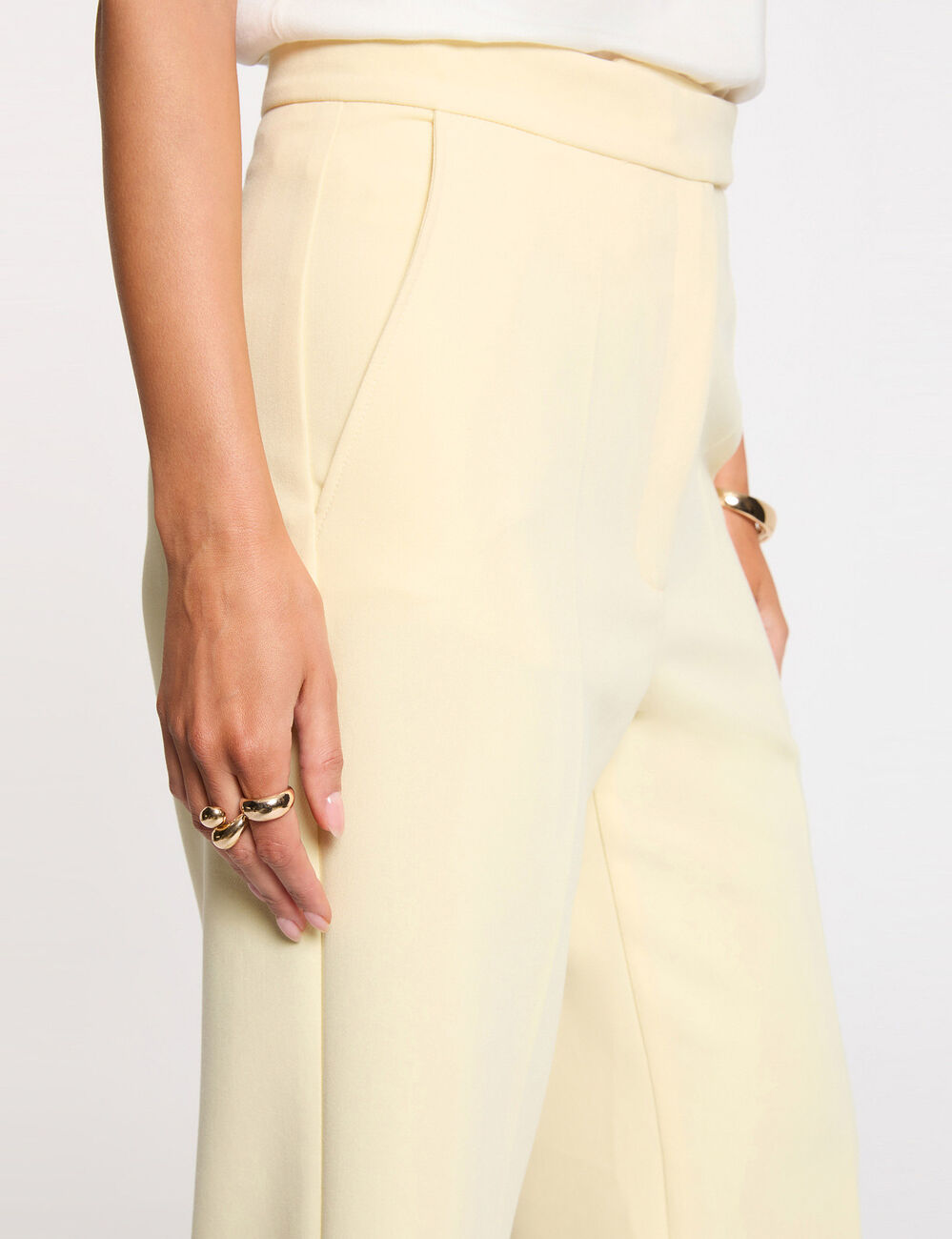 Pantalón recto de tiro alto amarillo pastel Morgan