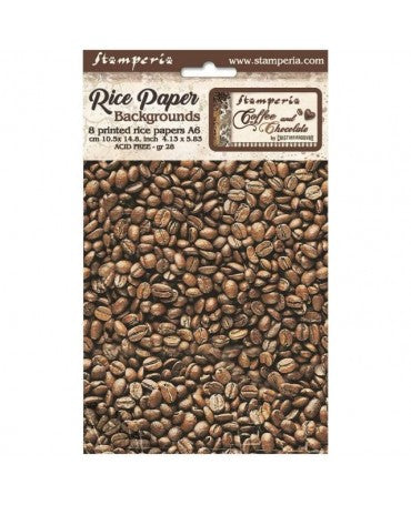 Papel arroz Stamperia A6 Coffee and Chocolate backgrounds (8UD) 1
