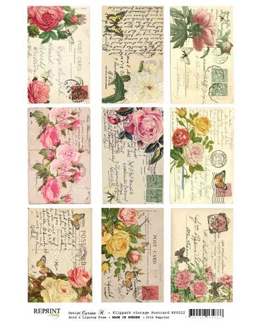 Papel Scrap A4 REPRINT POSTALES ANTIGUAS 1
