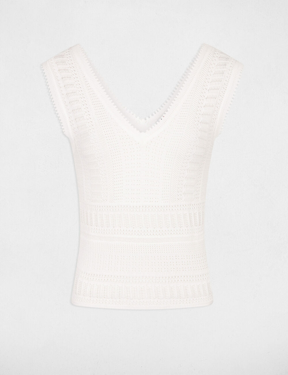 Jersey calado sin mangas marfil Morgan