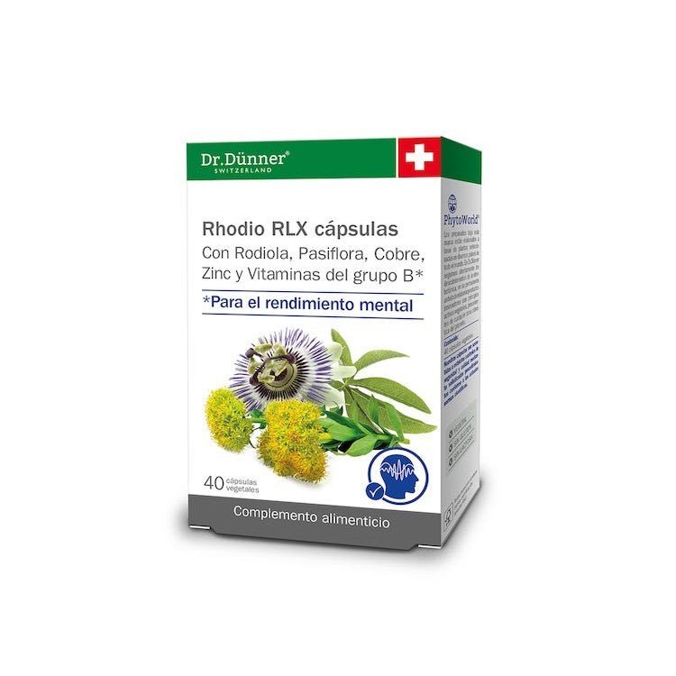 RHODIO RLX - Rodiola, Pasiflora, Cobre, Zinc y Vitaminas grupo B - 40cap OFERTA CADUCIDAD CORTA - Dendago