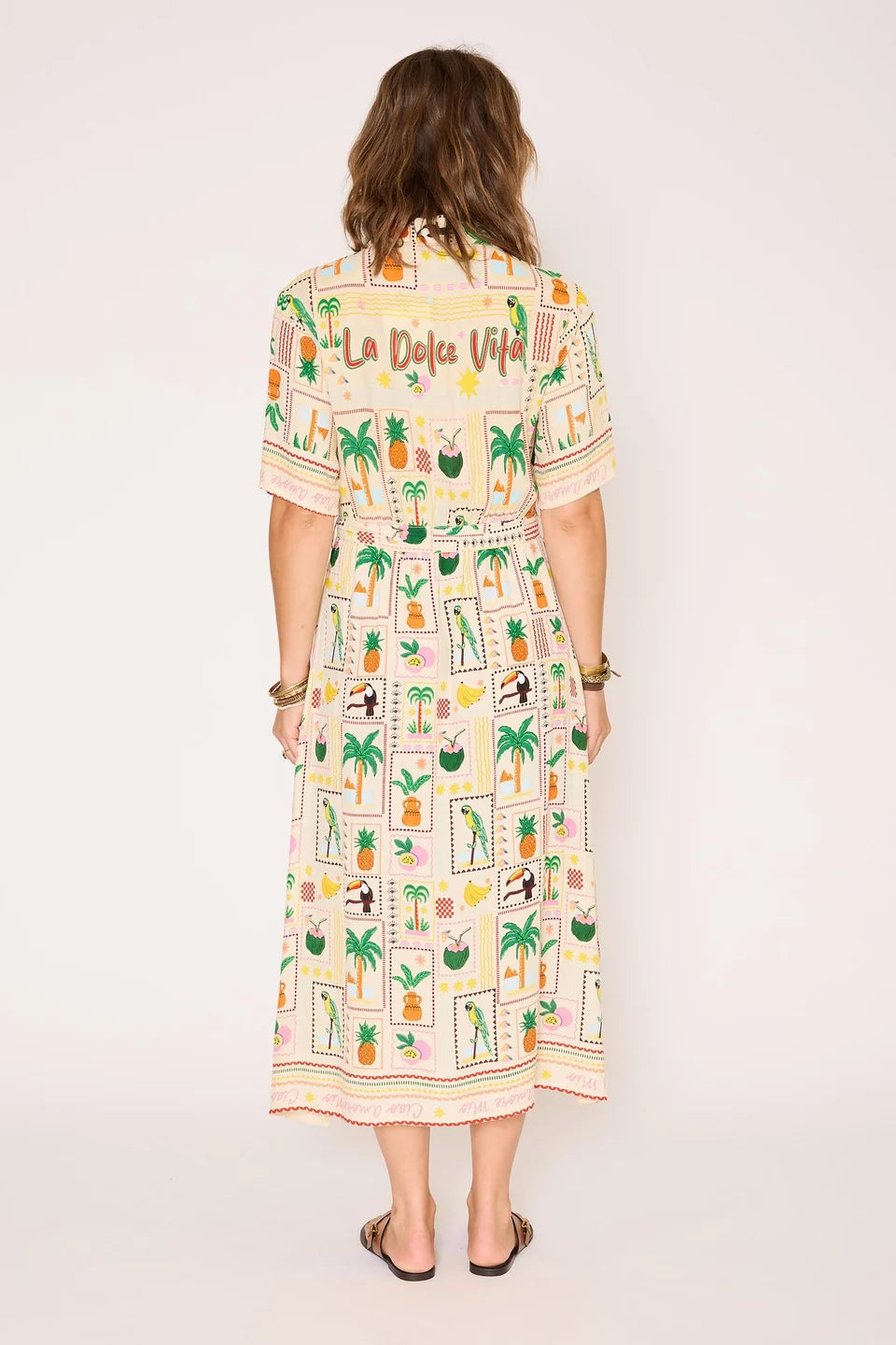 MKT STUDIO VESTIDO CAMISERO ESTAMPADO TROPICAL RODASO