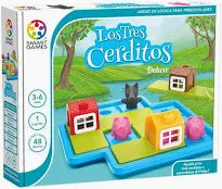 Juego de lógica Smart Games Los Tres Cerditos con piezas y casitas para resolver retos infantiles inspirados en el cuento clásico, fomentando la concentración y el pensamiento lógico.