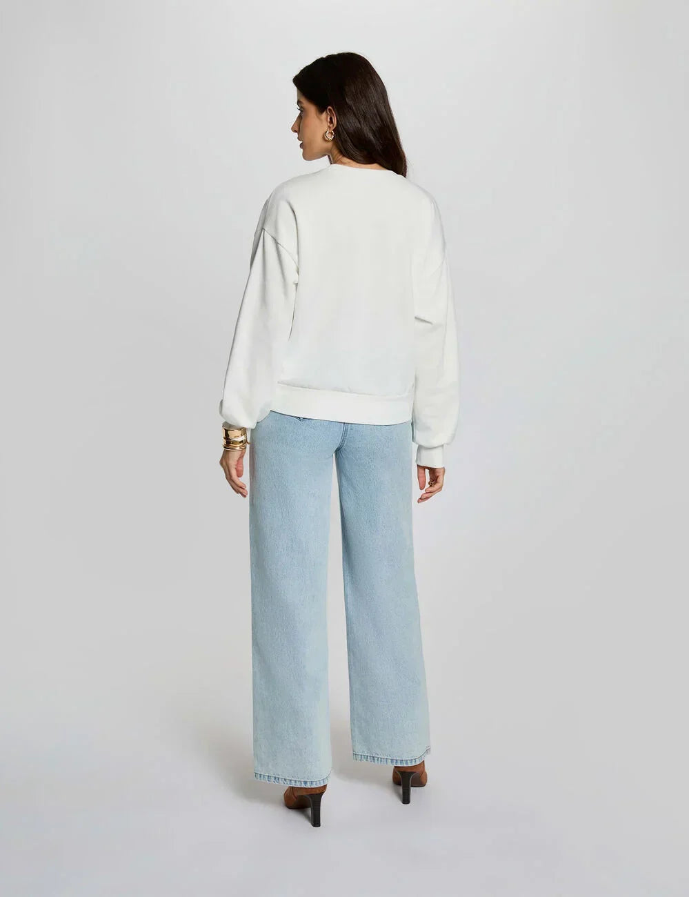 Jersey de punto bordado blanco Morgan