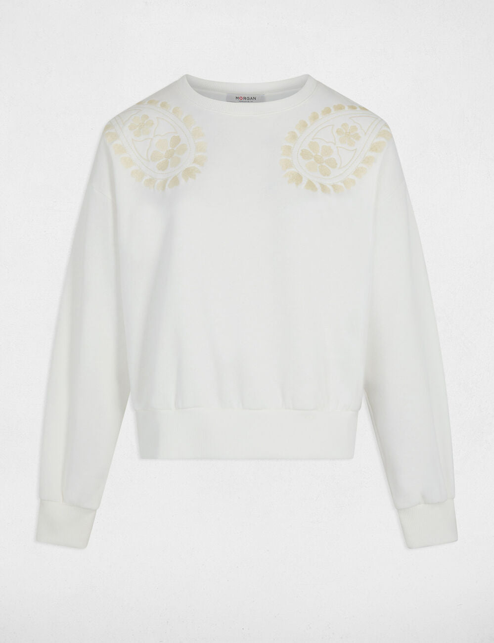 Jersey de punto bordado blanco Morgan