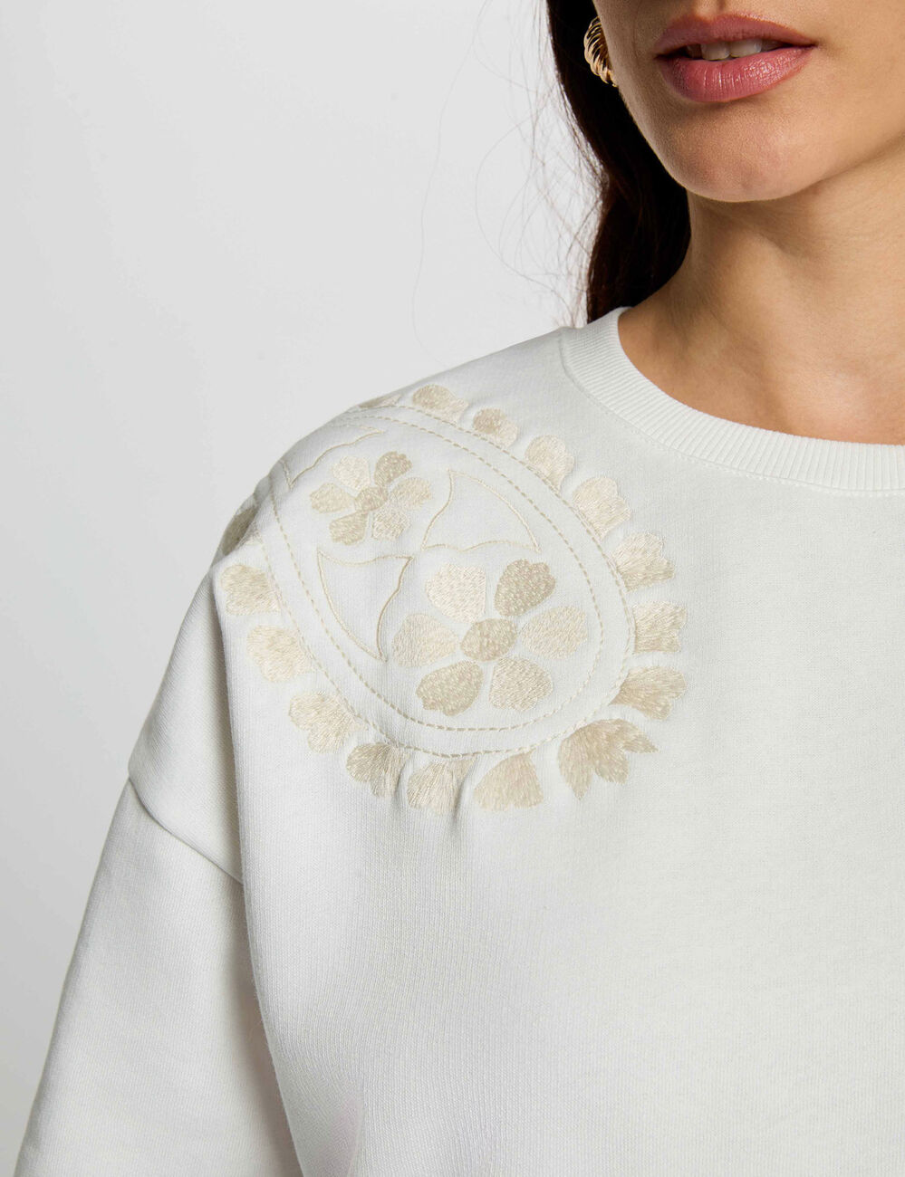 Jersey de punto bordado blanco Morgan