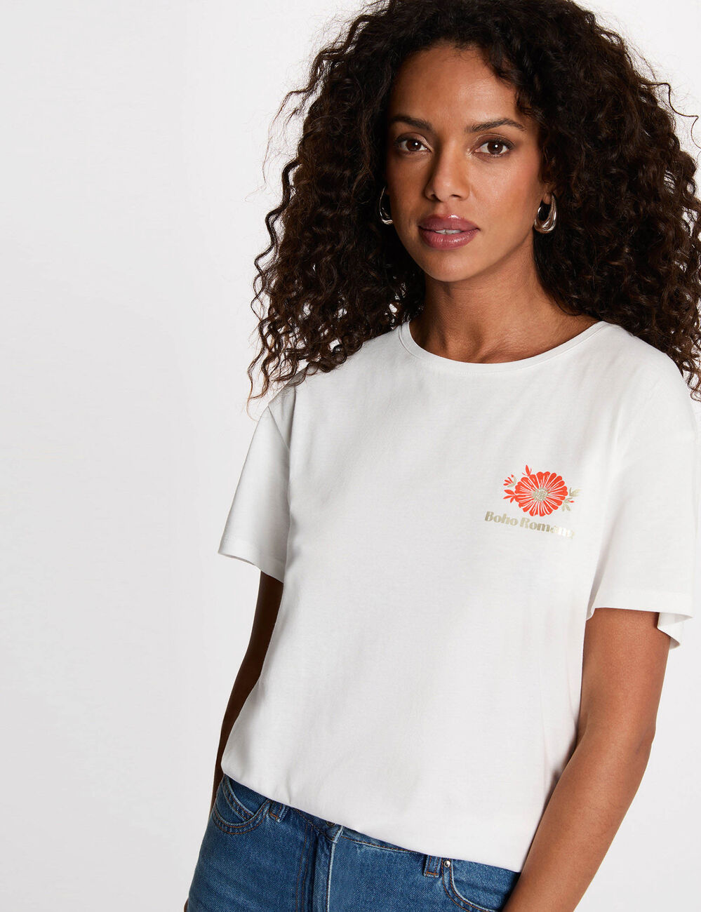Camiseta estampada cuello redondo blanco Morgan
