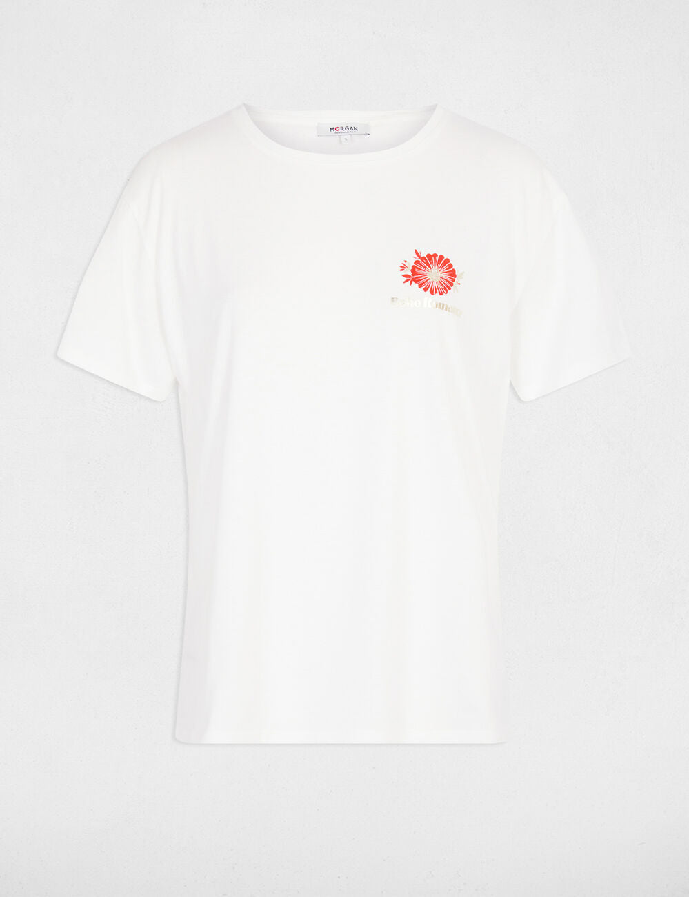 Camiseta estampada cuello redondo blanco Morgan