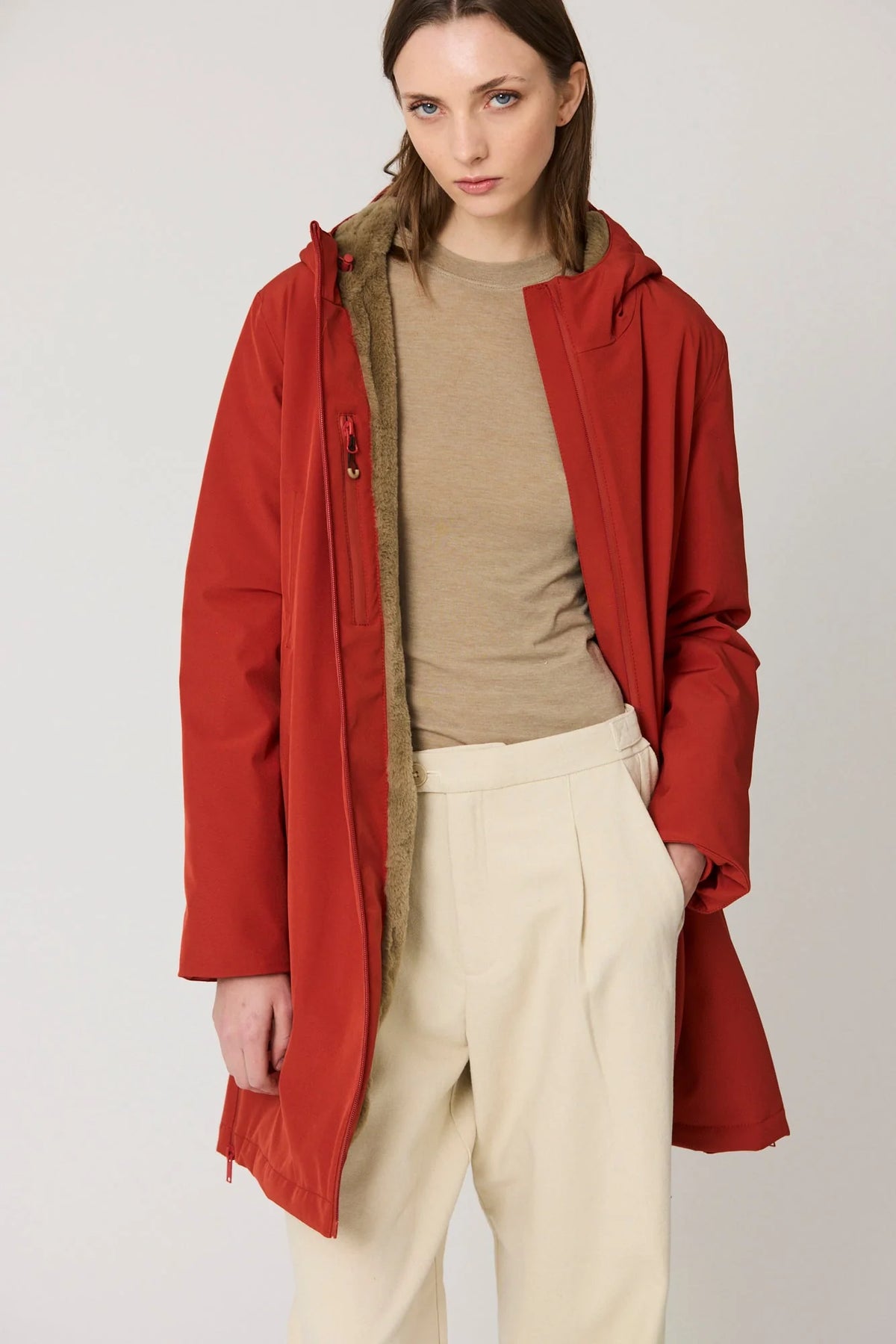 TANTÄ RAINWEAR PARKA IMPERMEABLE RED OCHRE VERGLAS