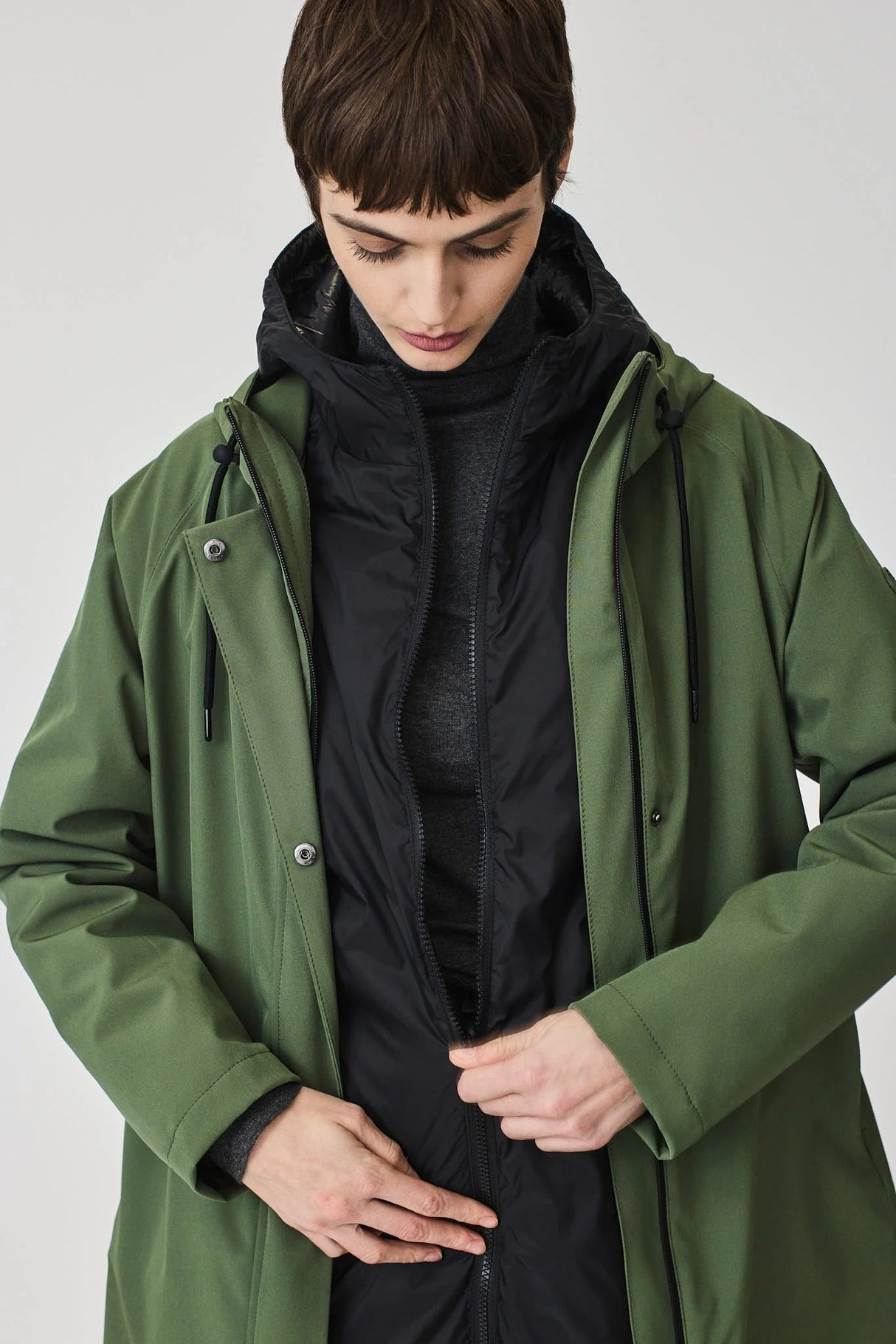 TANTÄ RAINMWEAR ABRIGO DESMONTABLE BRONZE GREEN OLUJA - Dendago
