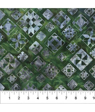 Tela Batik Northcott Banyan Quilt Inspired Borders 80918-73 Verde 1