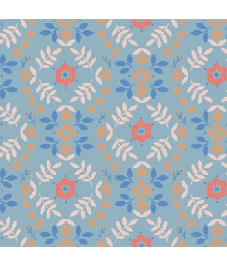 Tela Katia Popelin Horses Flower 1