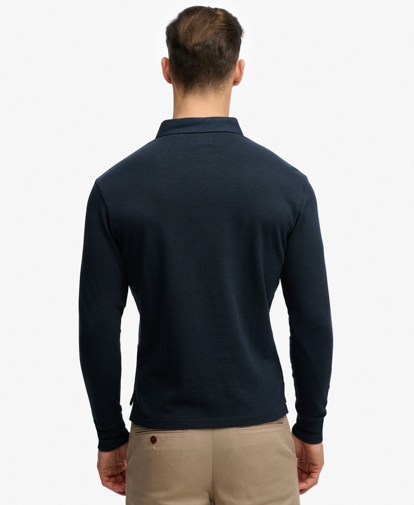 Polo clásico de manga larga estilo preppy azul marino intenso Superdry&Co